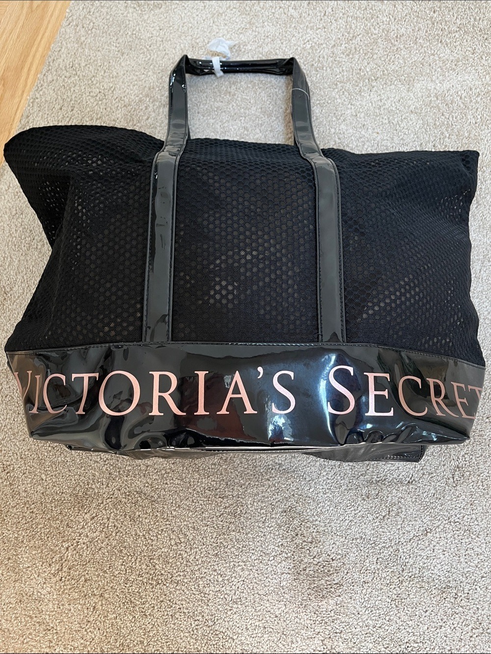 Victoria's Secret Jumbo Black Mesh Beach Bag